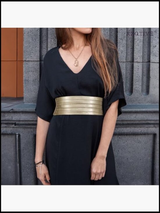 Wide Elastic Waist Corset Belt Stretchy Cinch Belt with Snap Buttons main image 5